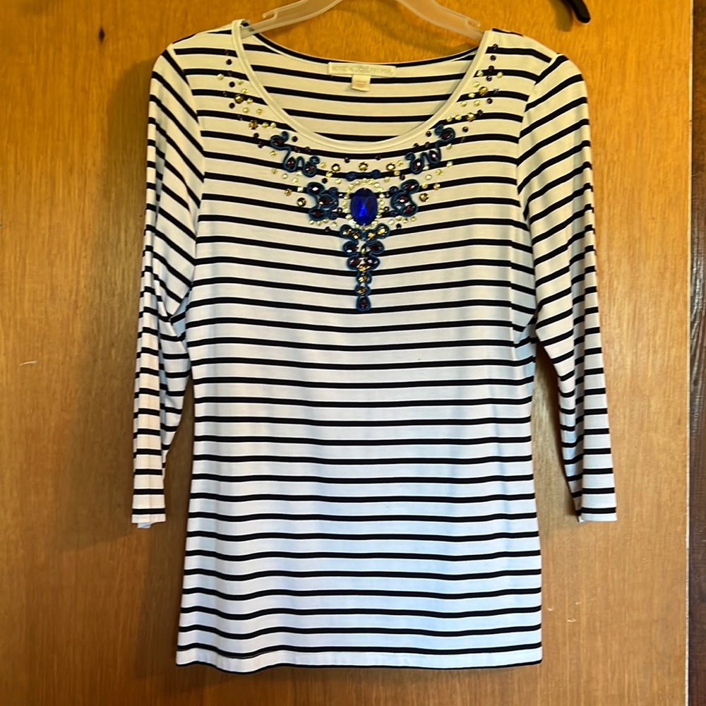 Boston Proper Top with beautiful beading @ stones